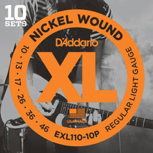 D'Addario 10-Pack Nickel Wound Electric Strings (Regular Light 10-46)